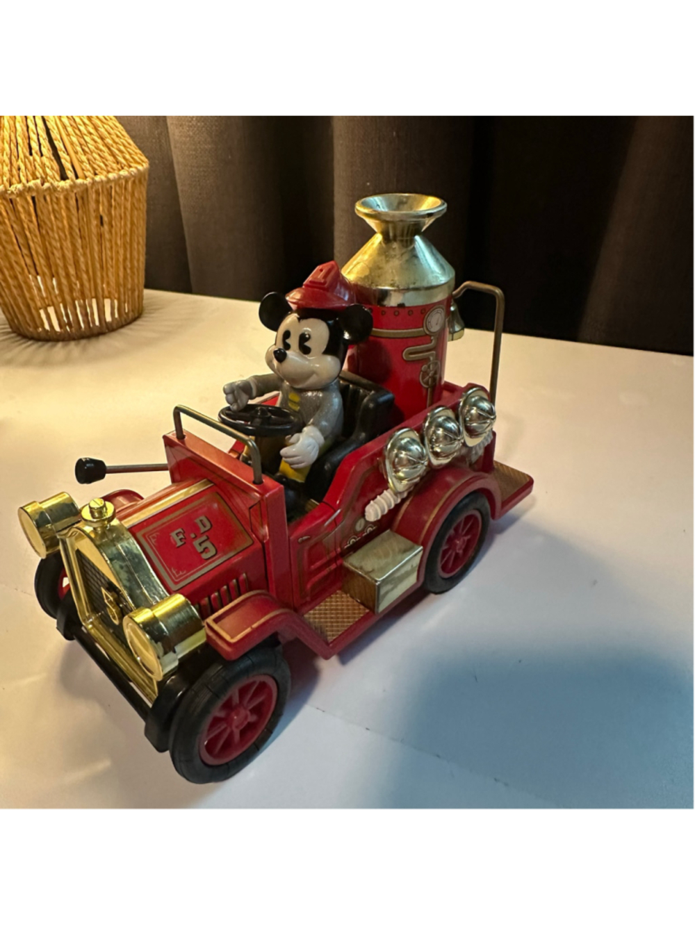 Disney Mickey Mouse Fire Truck Toy Vehicle vintage 1984